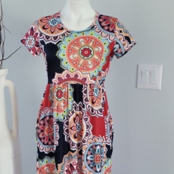 430. Basico Boho Multi Color Maxi Dress Med. - Picture 1 of 8